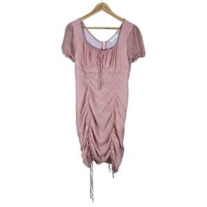 Native Daughters Ruched Floral Mini Dress Pink White Cottagecore Size Medium